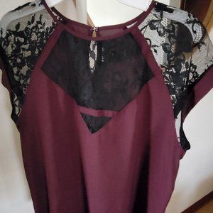 Express Gramercy Lace Top Purple Black Size S